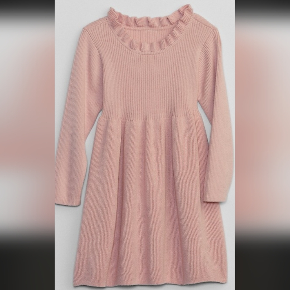 Gap' Pink Ruffle-Neck Knit Dress 3T